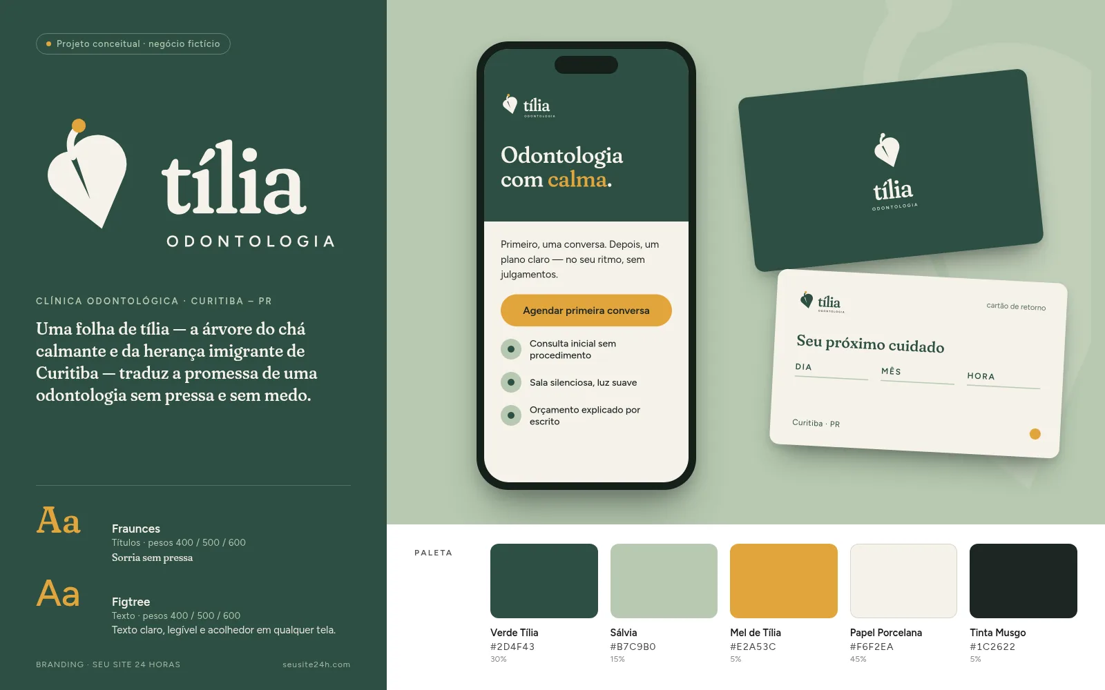 Concept branding project for Tília Odontologia, a fictional business