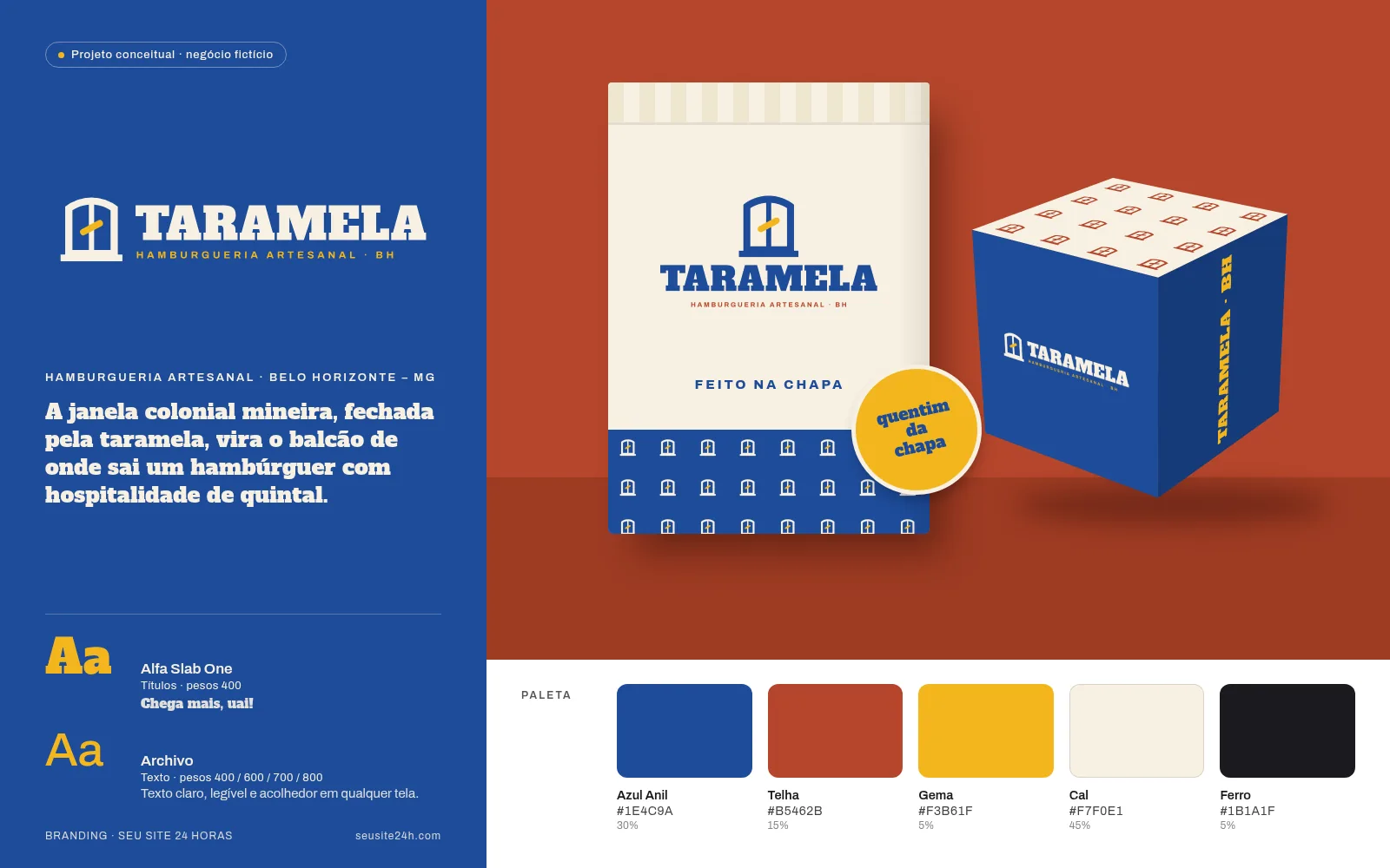 Concept branding project for Taramela Hamburgueria, a fictional business