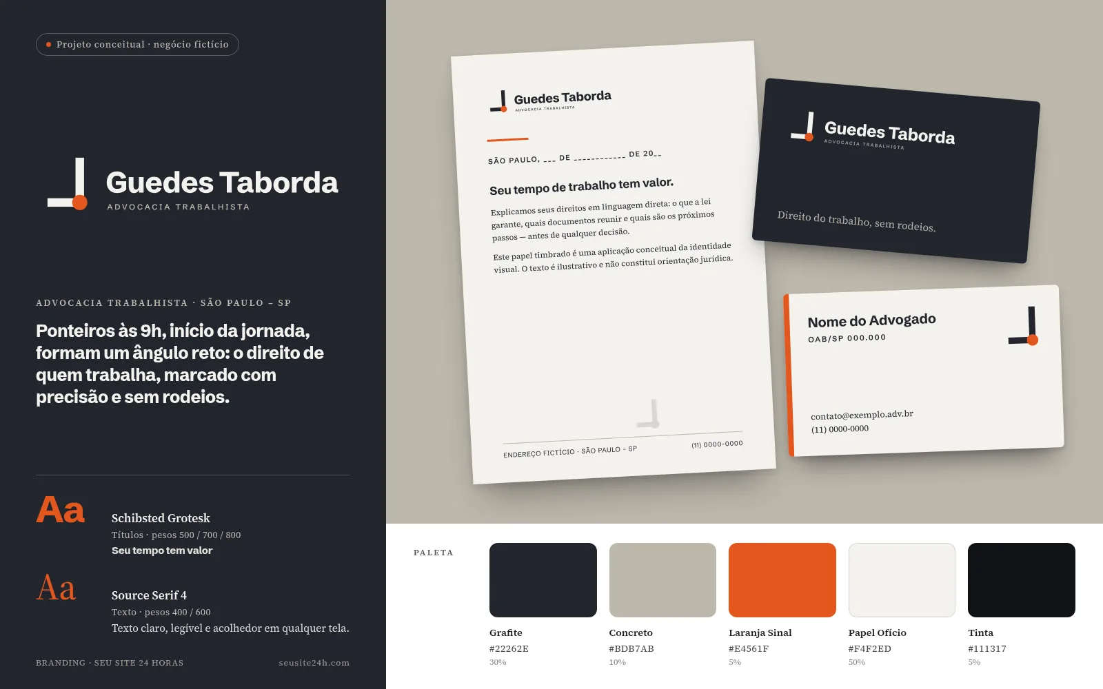 Concept branding project for Guedes Taborda Advocacia Trabalhista, a fictional business